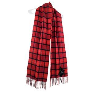 BARBOUR ONE SIZE 100% LAMBSWOOL TARTAN PLAID FRINGE AND RAW HEM SCARF